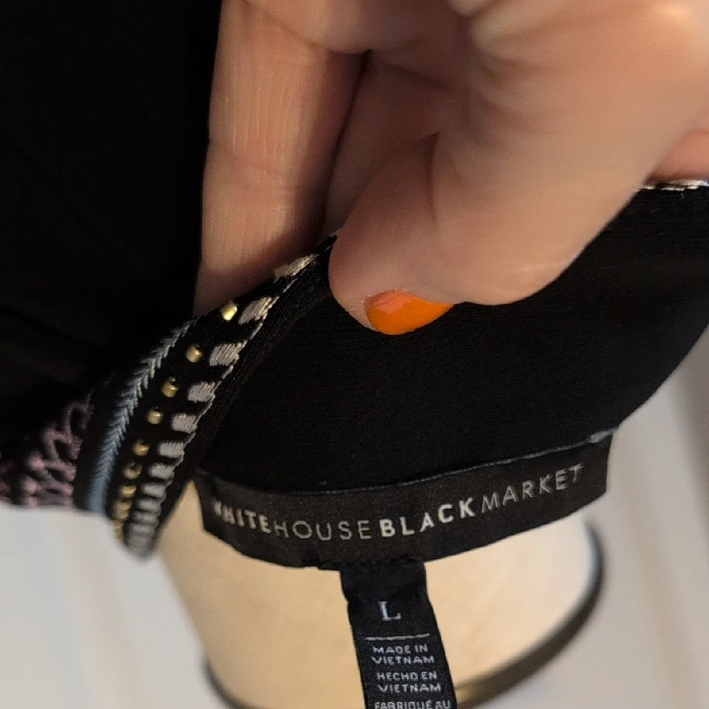 White House Black Market Black Dress with Pink Embroidery - Picture 5 of 5